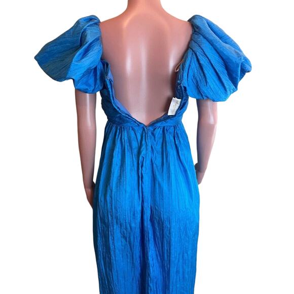 Vintage Alyce Designs Prom Dress Womens XS Blue Puff Sleeve Cocktail Retro Glam - Picture 6 of 13